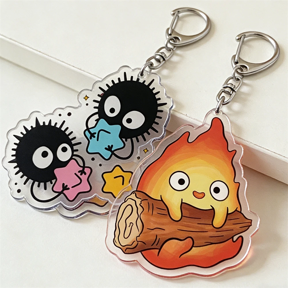 Classic Japanese Anime Keychain for Accessories Bag Aesthetic Kawaii Cat Fire Key Chain Ring Keyring Jewelry Fans Friends Gifts