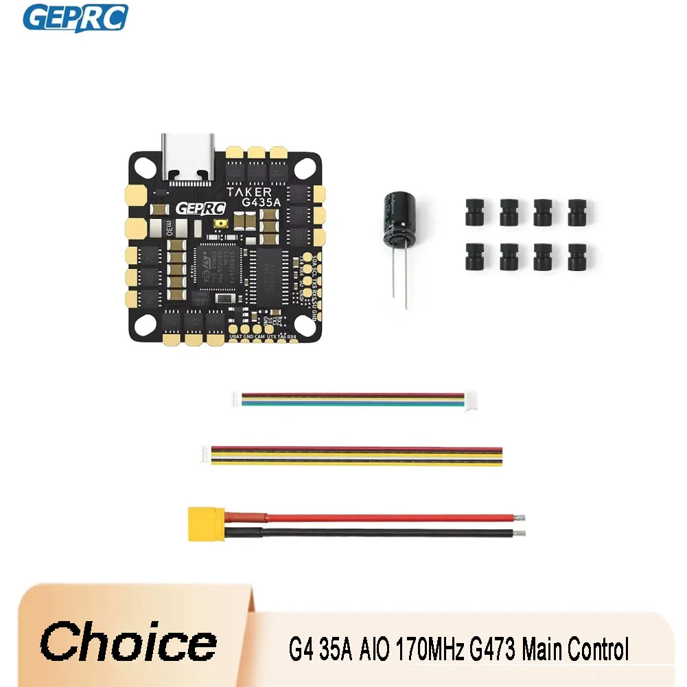 

GEPRC GEP-TAKER G4 35A AIO — основное управление G473, 170 МГц, система управления полетом 2-4S, для гоночного дрона FPV, легкий вес «все в одном»