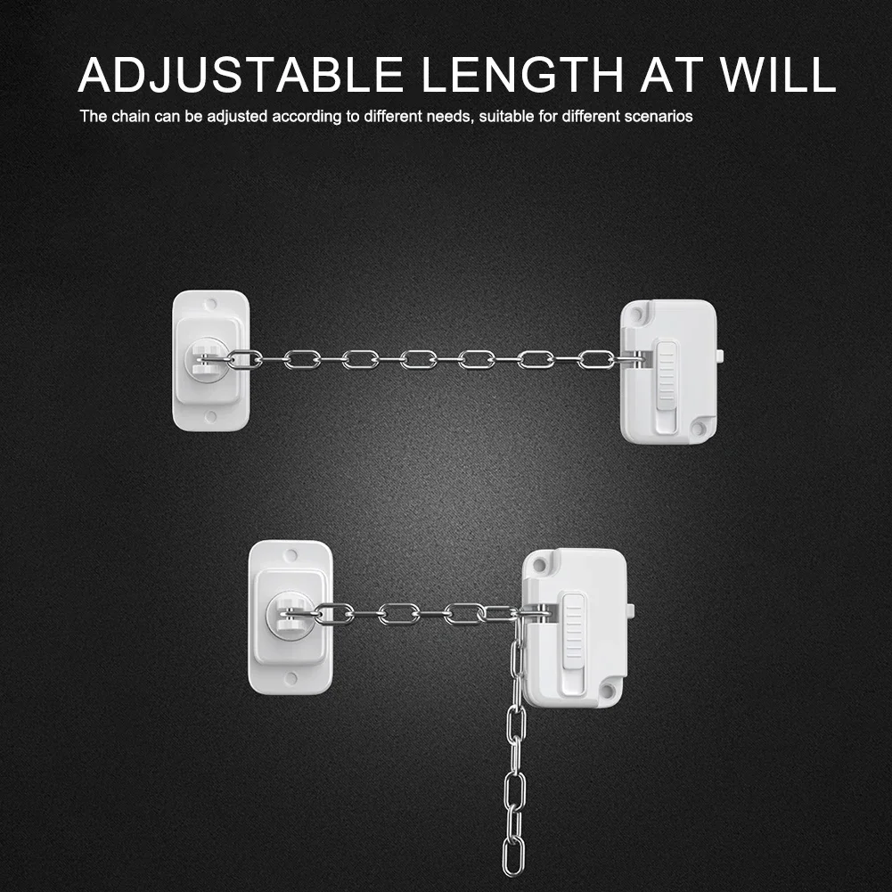 Window Frame Safety Chain Lock Self Adhesive Window Limiter Lock No Drilling Adjustable for UPVC Wooden Sliding Window