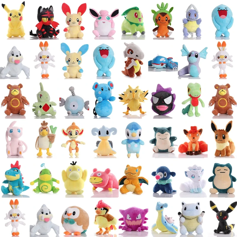 Cute Pikachu Plush Toy Pokemon Charmander Squirtle Bulbasaur Stuffed Doll Eevee Scorbunny Gengar Snorlax Christmas Gifts