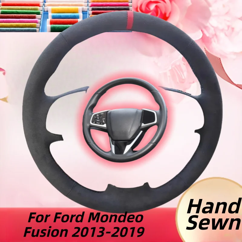 

Hand-Sewn Genuine Leather Car Steering Wheel Cover For Ford Mondeo Fusion 2013-2019 Car Interior Accessories