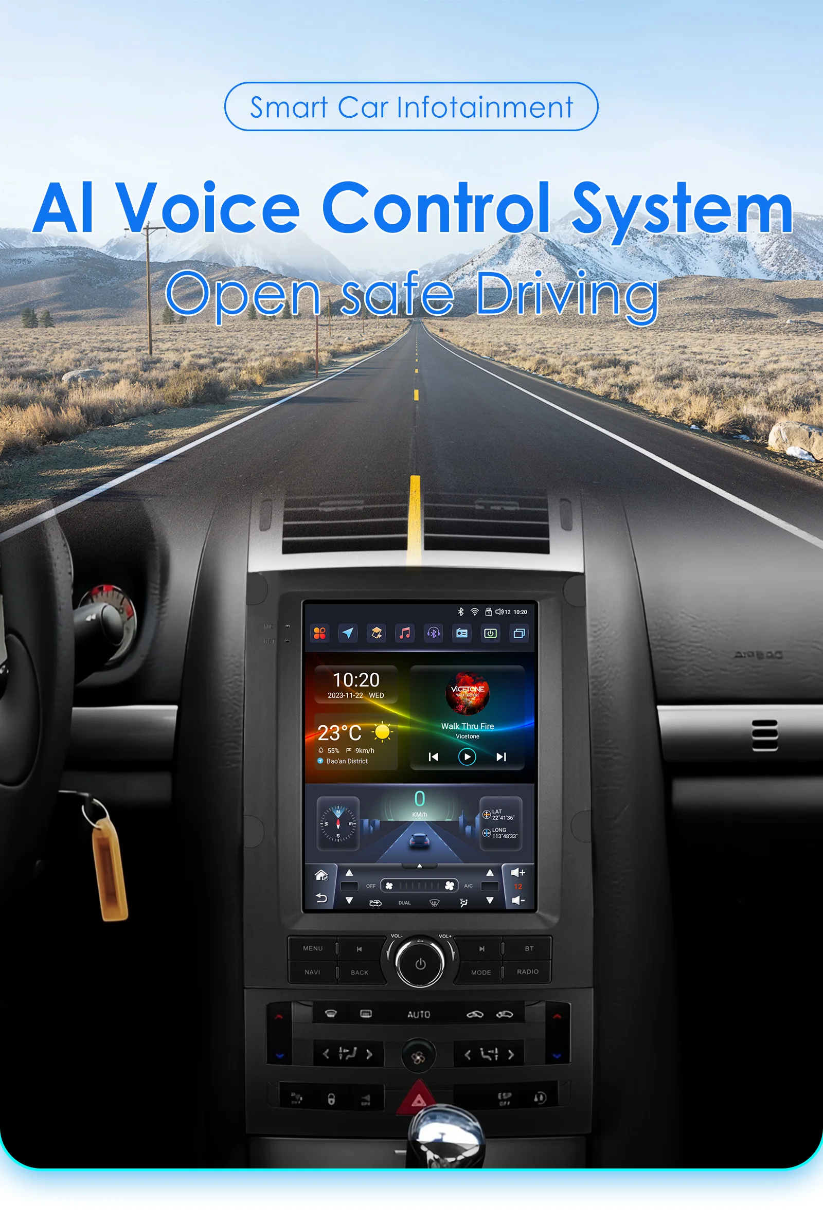 Hizpo Autoradio im Tesla-Stil für Peugeot 407 CC SW 407CC 2004 - 2011 Stereo Multimedia GPS Autoradio Intelligentes Carplay 9,7 Zoll – Detail 4