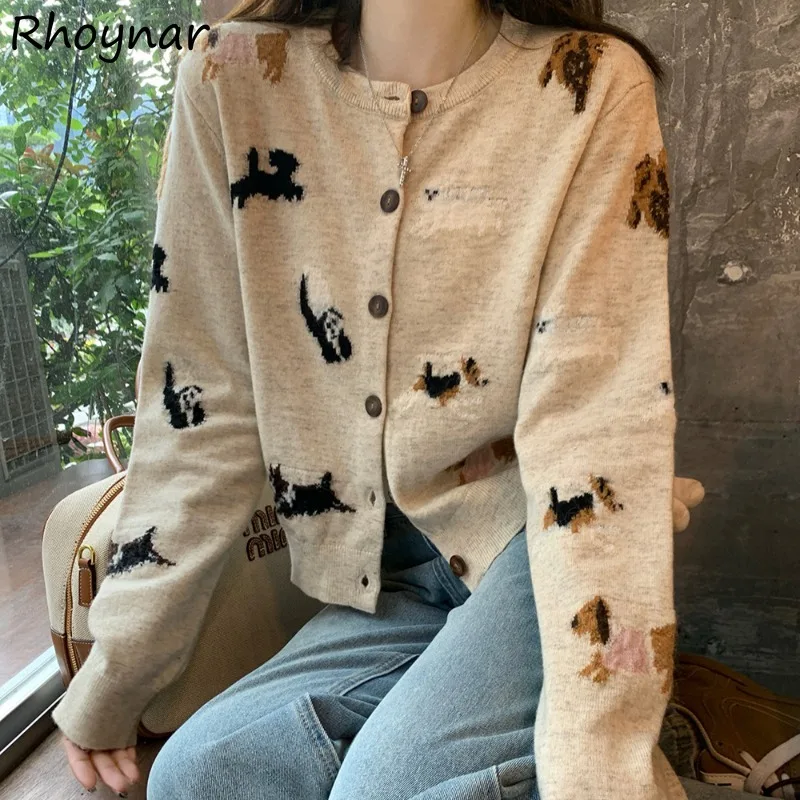 

Cardigans Women Autumn Sweet Female Tender Sweater All-match Single Breasted Streetwear Korean Clothing Baggy Cozy Minimalist