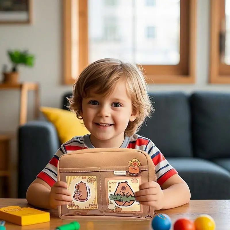 Capybara School Supplies Capybara Notebook 12 Compartments Wide-Opening Bag Cute Pouch Supplies Decorations For Kids Girls