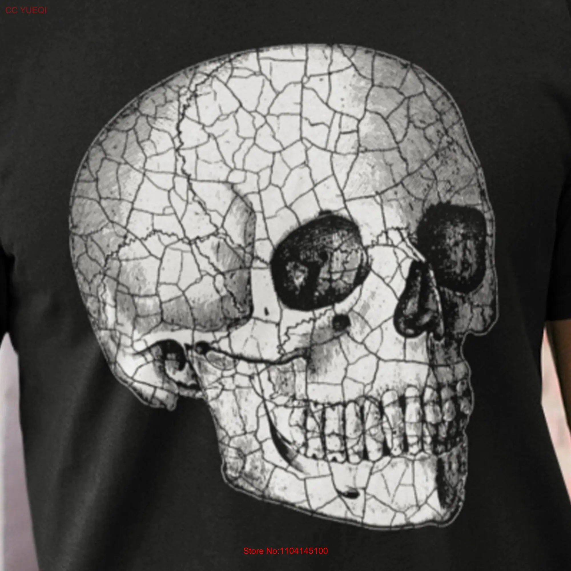 Vintage Cracking Skull Softstyle T Shirt for Men and Women long or short sleeves