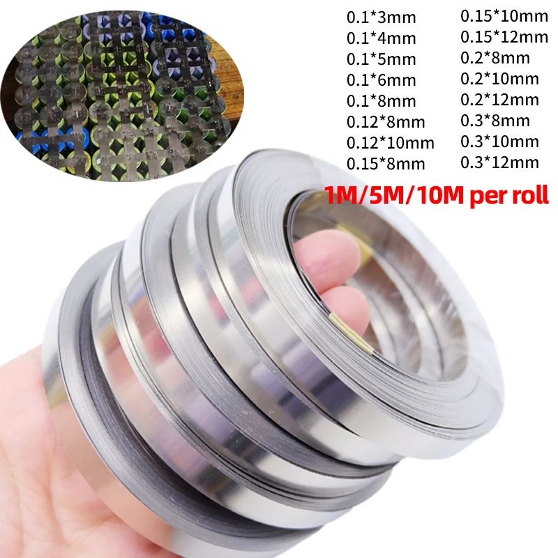 1/5/10m 18650 Li-ion Battery Nickel Sheet Plate Nickel Plated Steel Belt Strip Connector Spot Welding Machine Battery Welders
