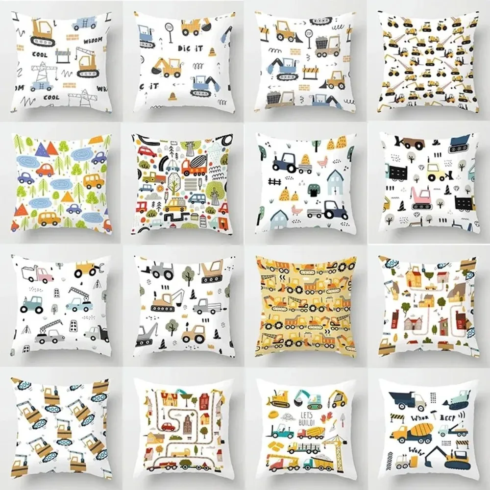 Cute Childlike Suitable for Children Type Square Cushion Cover Polyester Sofa Bedroom Living Room Pillowcase Decoration