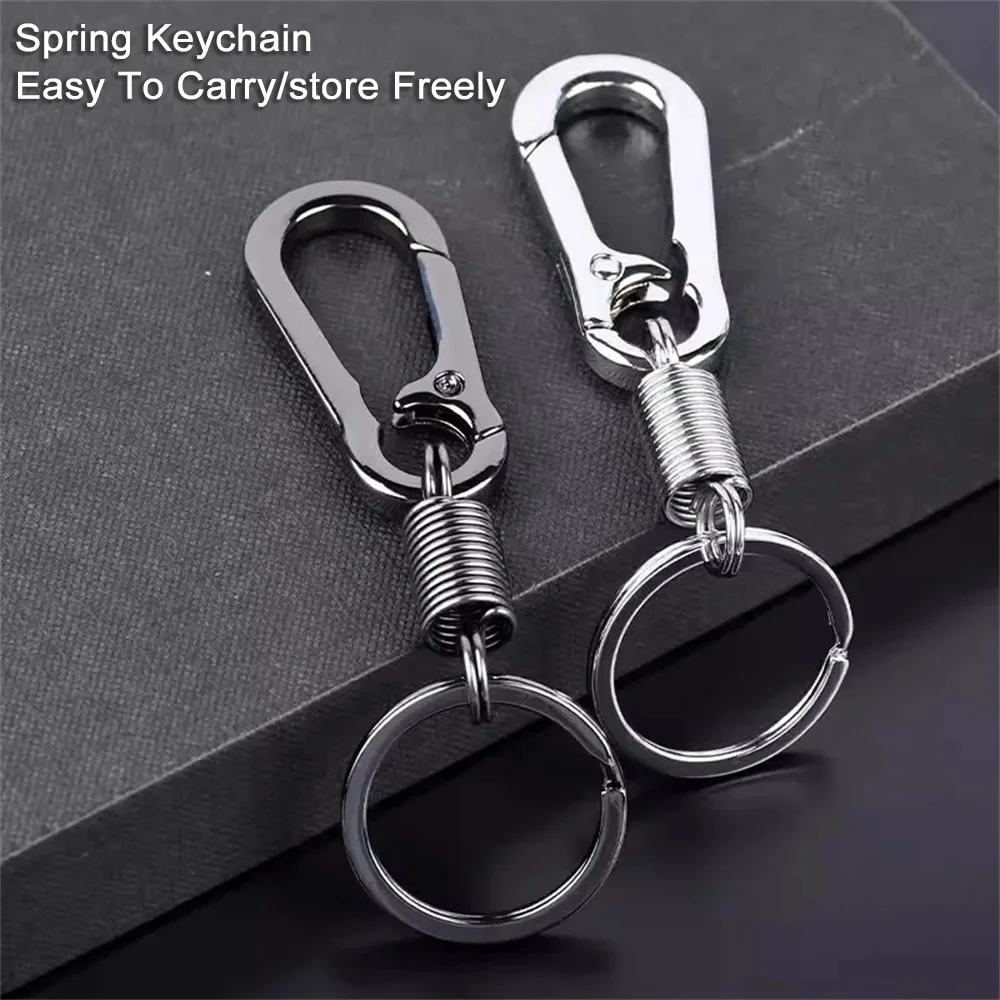 4PCS Spring Keychain Climbing Hook Car Keychain Strong Carabiner Shape Keychain Zinc Alloy Keychain Chain Rings Accessories