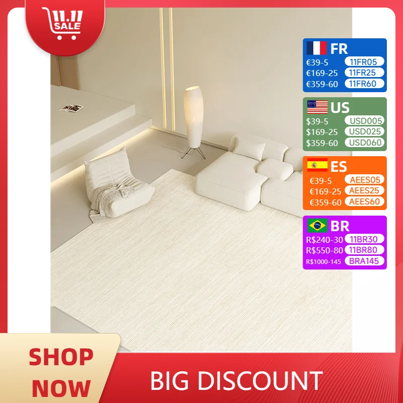 Minimalist Beige Lines Large Area Living Room Carpet Comfortable Refreshing Bedroom Rug Home Decoration Balcony Rugs Alfombra IG