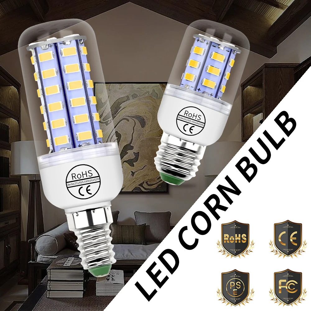 

E27 LED Corn Light 220V Bulb E14 Candel Lamp LED Lampara GU10 Chandelier Bulb B22 Luces Led Night Lamp Household Spotlight 5730