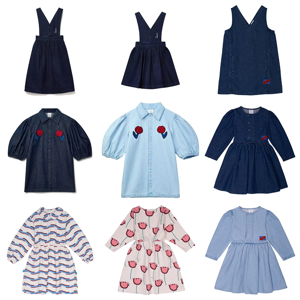 

New Wyn 2025 Autumn Winter Kids Girls Dress Long Sleeve Flower Embroidery Denim Dresses For Girl Children Party Casual Clothes