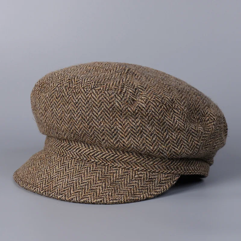 Tweed Flat Newsboy Cap Women Men Octagonal Hat Autumn Wool Windproof Warm Accessory Headwear For Winter Outdoor Casual