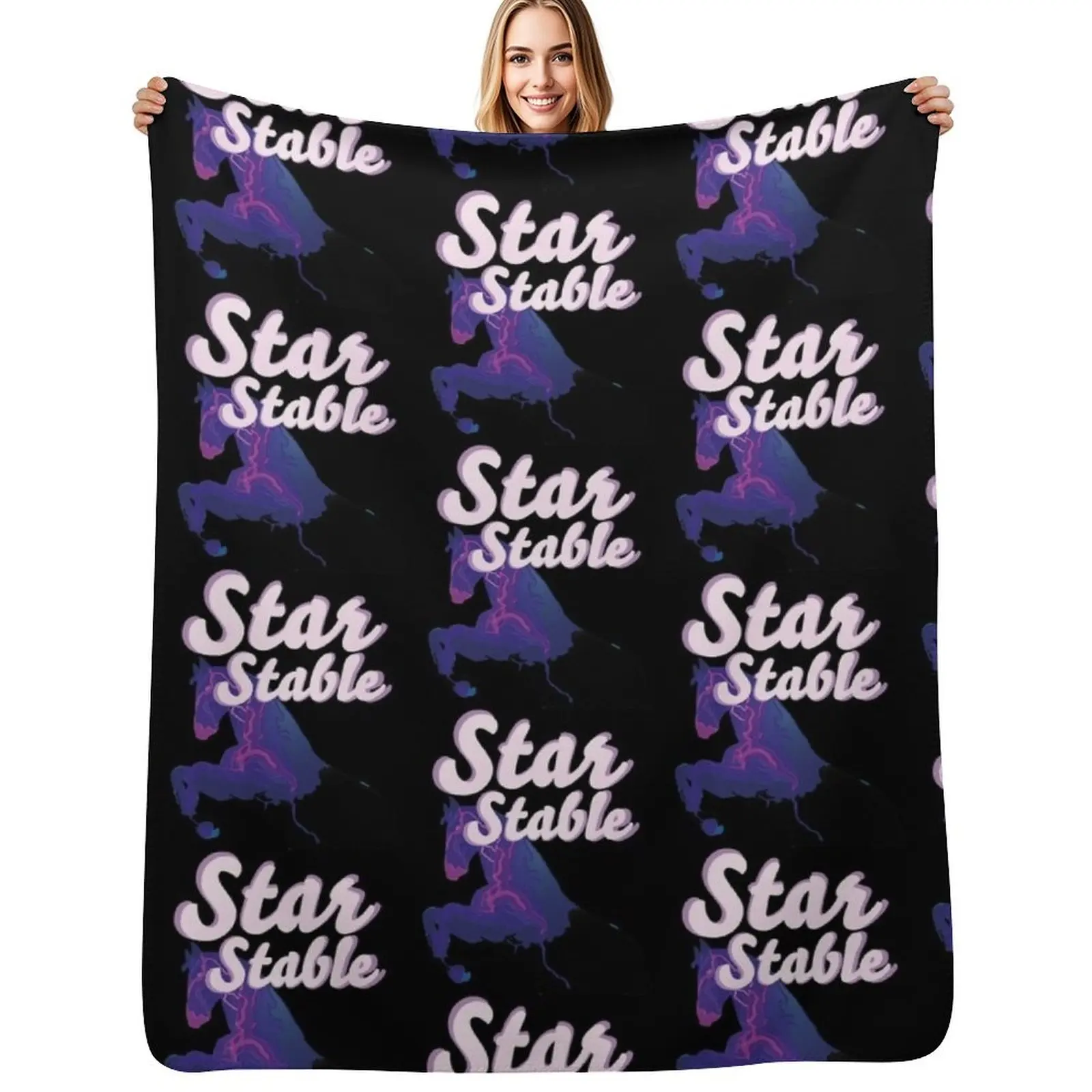 Star Stable Online Game Purple Pink Horse Throw Blanket warm for winter Travel Comforter Soft Big Blankets