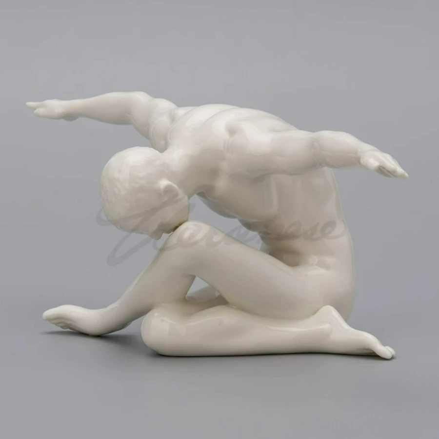 Ceramic Creative Abstract Body Art Sculpture Home Decor Nude Sculpting Figure Statue People Flying Figurine Birthday Gift