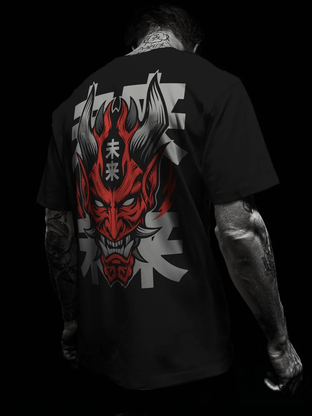 New men's summer ghost mask, futuristic letter print, comfortable and breathable round neck T-shirt outdoor street top