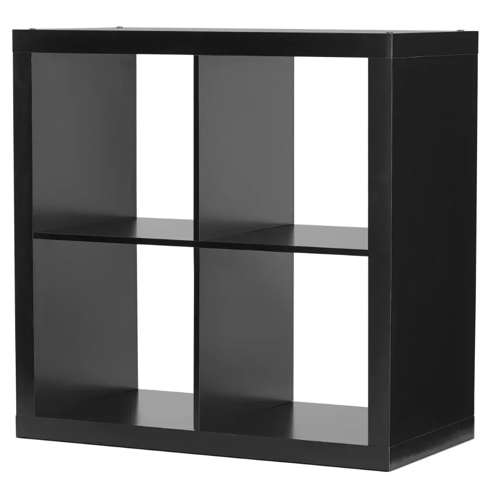 Gardens 4-Cube Storage, Solid Black Book Shelf Furniture  Book Rack  Bookcase