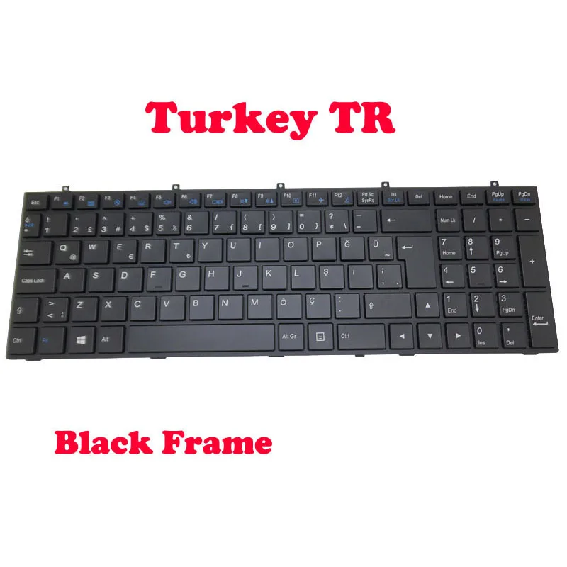 Laptop No Backlit Keyboard For CLEVO W350ET W355ST W370ET MP-13H86TQJ4307 6-80-W6700-251-1 Turkey TR With Black Frame New