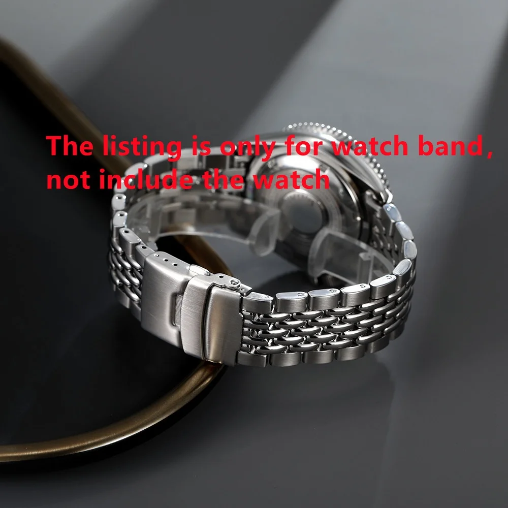 Silver 316L Stainless Steel Curved End 20MM 22MM Bead Of Rice Watch Band Fit For Omega SKX007 Wristwatch