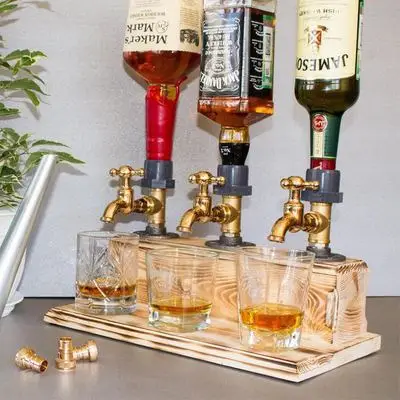 

Wooden Liquor Dispenser Whiskey Cocktail Alcohol Faucet Drink Dispenser Station Beverage Wine Racks Bar Party Carnival Tools