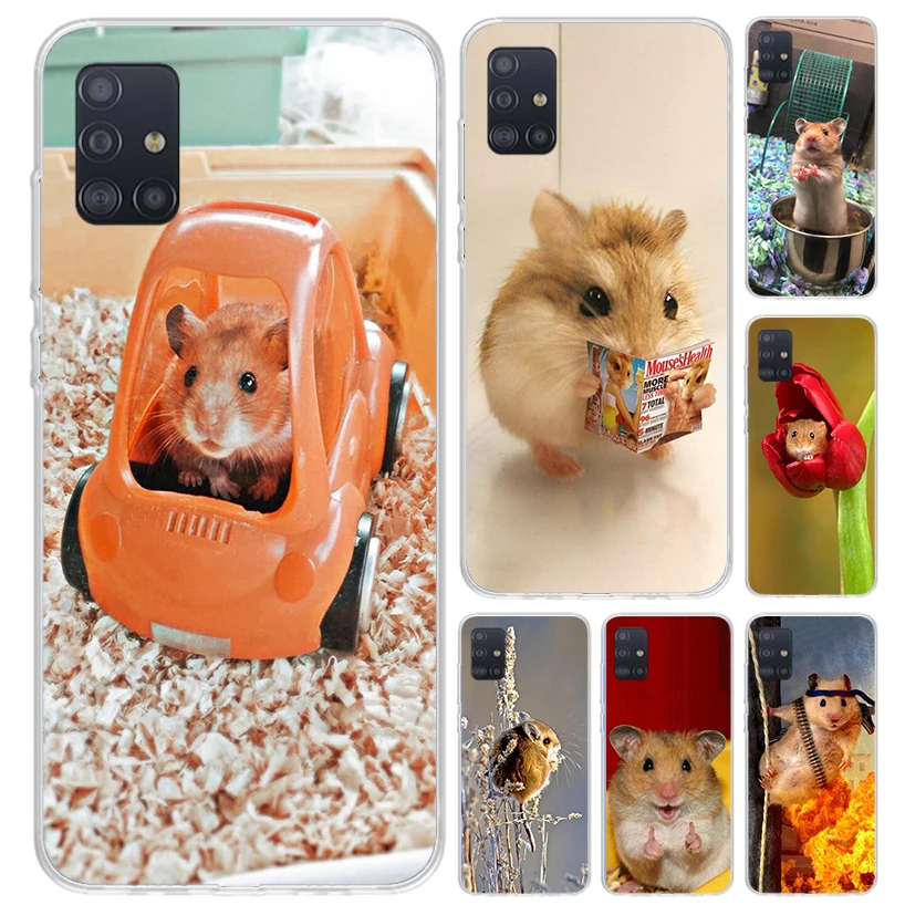 Bonita funda de teléfono con forma de hámster para Samsung Galaxy, A51, A50, A71, A70, A41, A40, A31, A30S, A21S, A20S, A10S, A20E, A11, A01, A6, A7, A8, A9 P