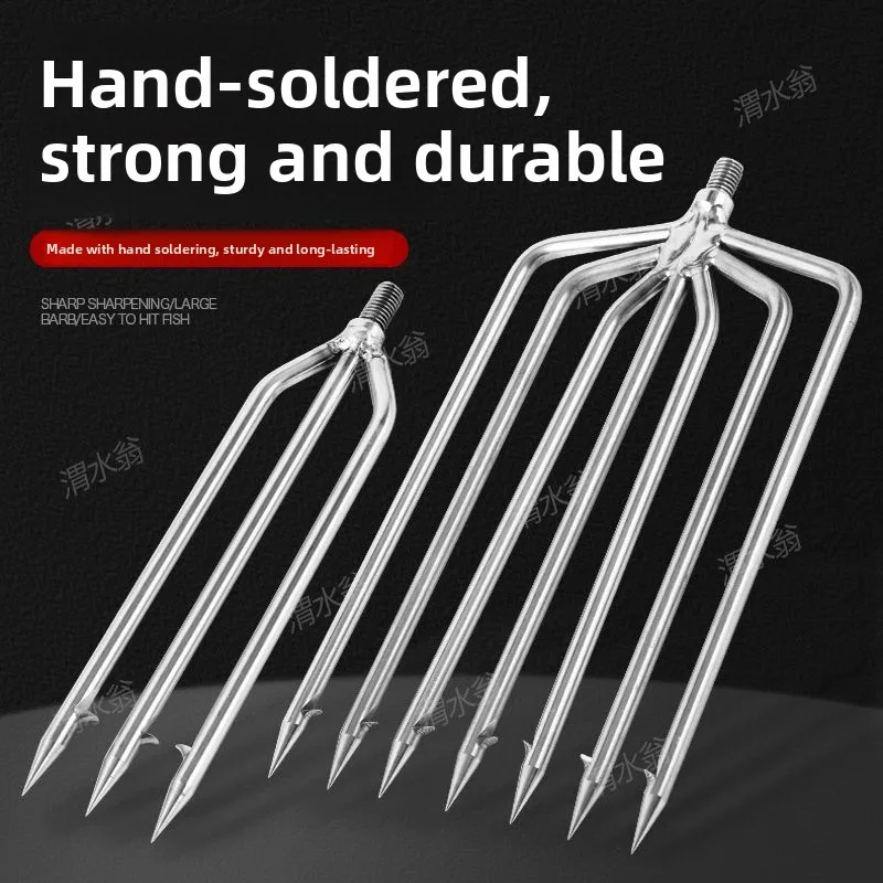 Large Stainless Steel Fish Fork Seafood Gear Eel Crab Fork Reverse Hook Fishermen's Tool Camping Travel Gear Fishing Equipment