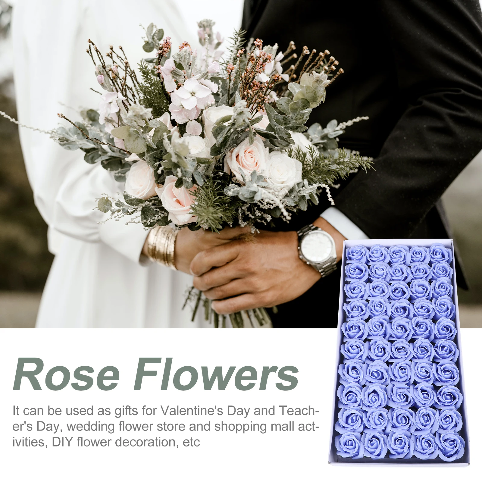 

50Pcs Artificial Soap Roses Premium Crafted Scented Flower Arrangement for Mother's Day Holiday Gift Home Decor Use