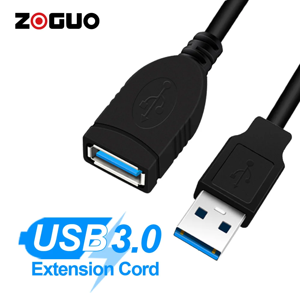 ZOGUO-Cabo de Extensão Masculino para Feminino, Cabos Extensor de Alta Velocidade, Compatível com Gamepad, Impressora, Webcam,Flash Disk, USB 3.0, 5Gbps