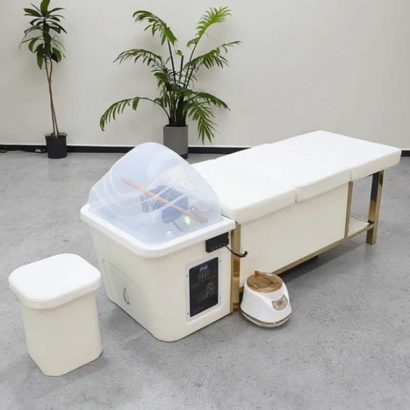 Barbershop Furniture Stainless Steel Frame Shampoo Bed Modern Lay Down Thai No Plumbing Washing Bed with 90L Water Tank
