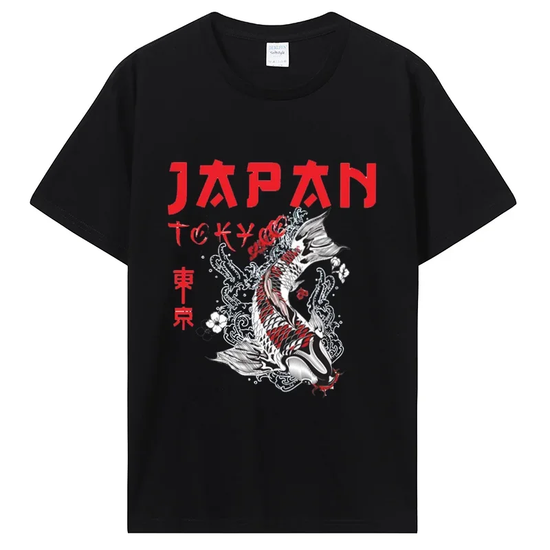 Japanese Fuji Dragon Yakuza Tokyo Koi Fish Customized Tops T Shirt For Men Cotton T Shirt Graphic Clothing Oversized Tshirt