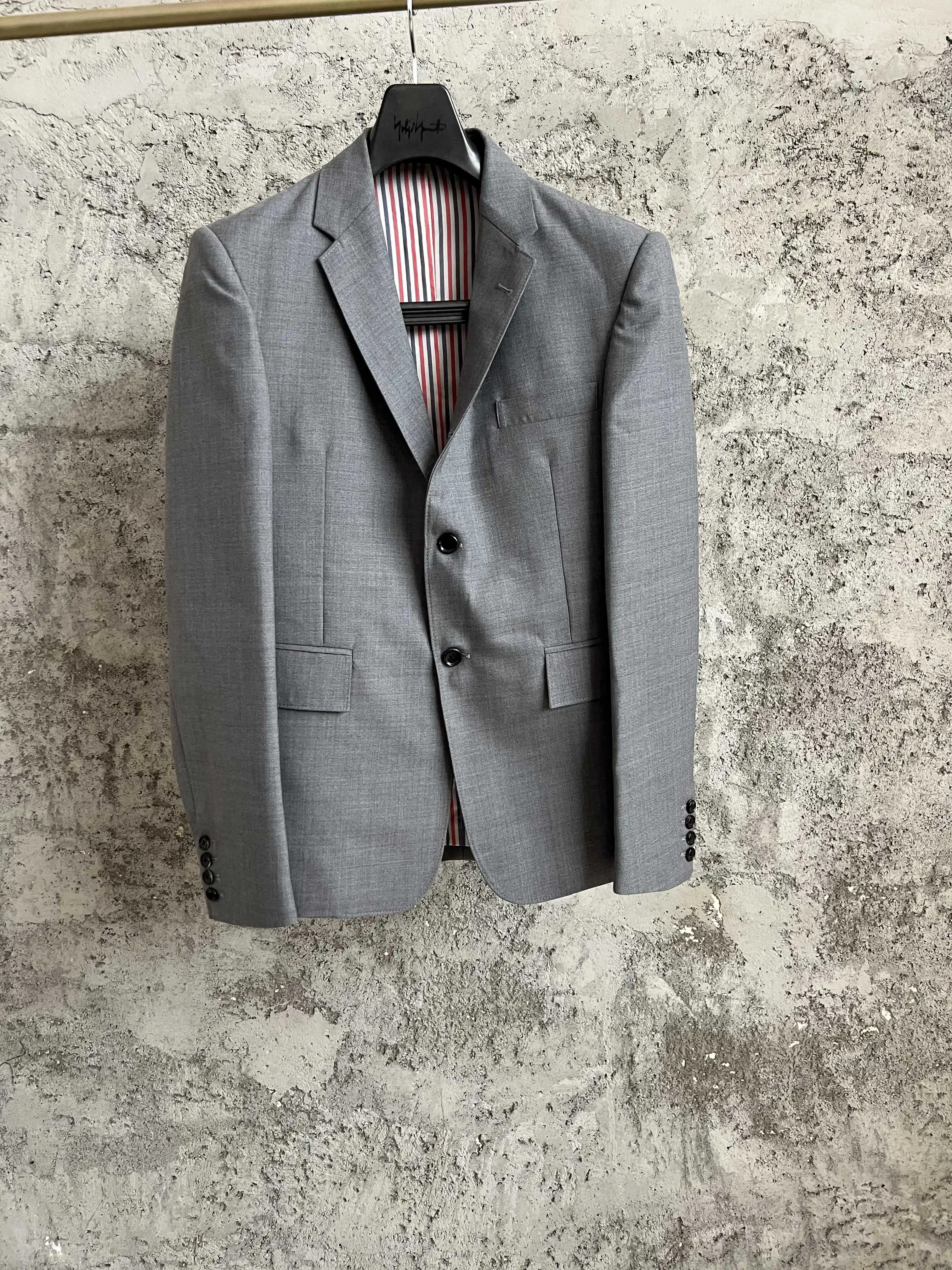 TOP-YAMAMOTO grey fitted wool Business suit