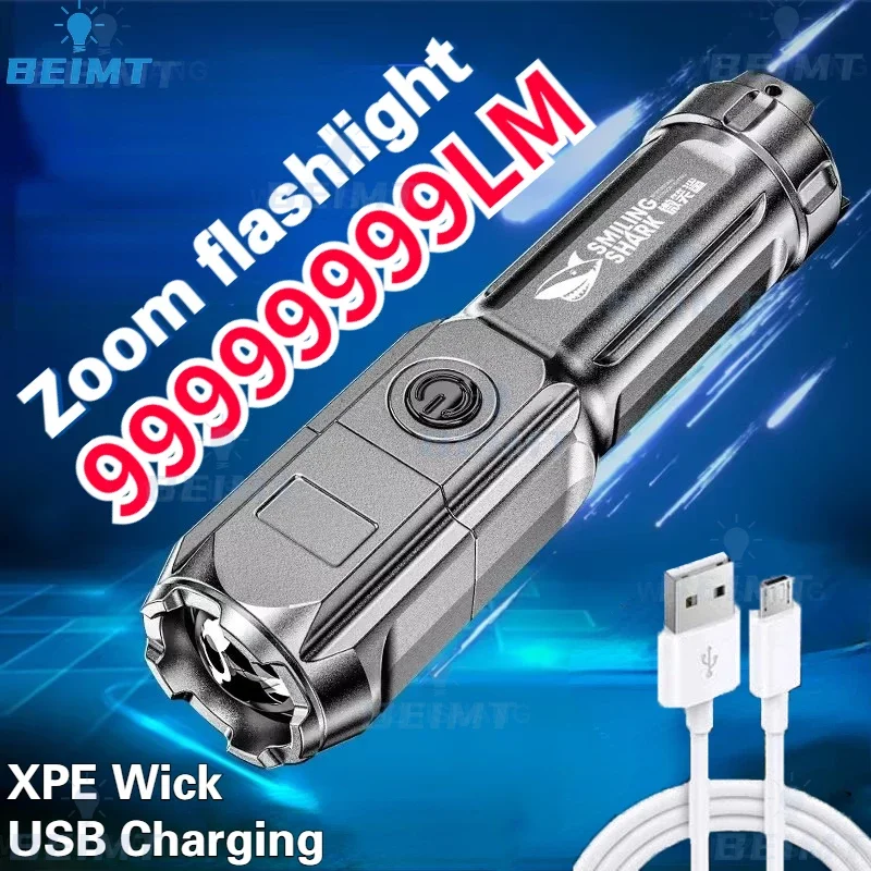 

XPE Portable Super Bright Flashlight USB Rechargeable Torch Multi-function Zoom Torches Mini Lighting Waterproof Camping Light