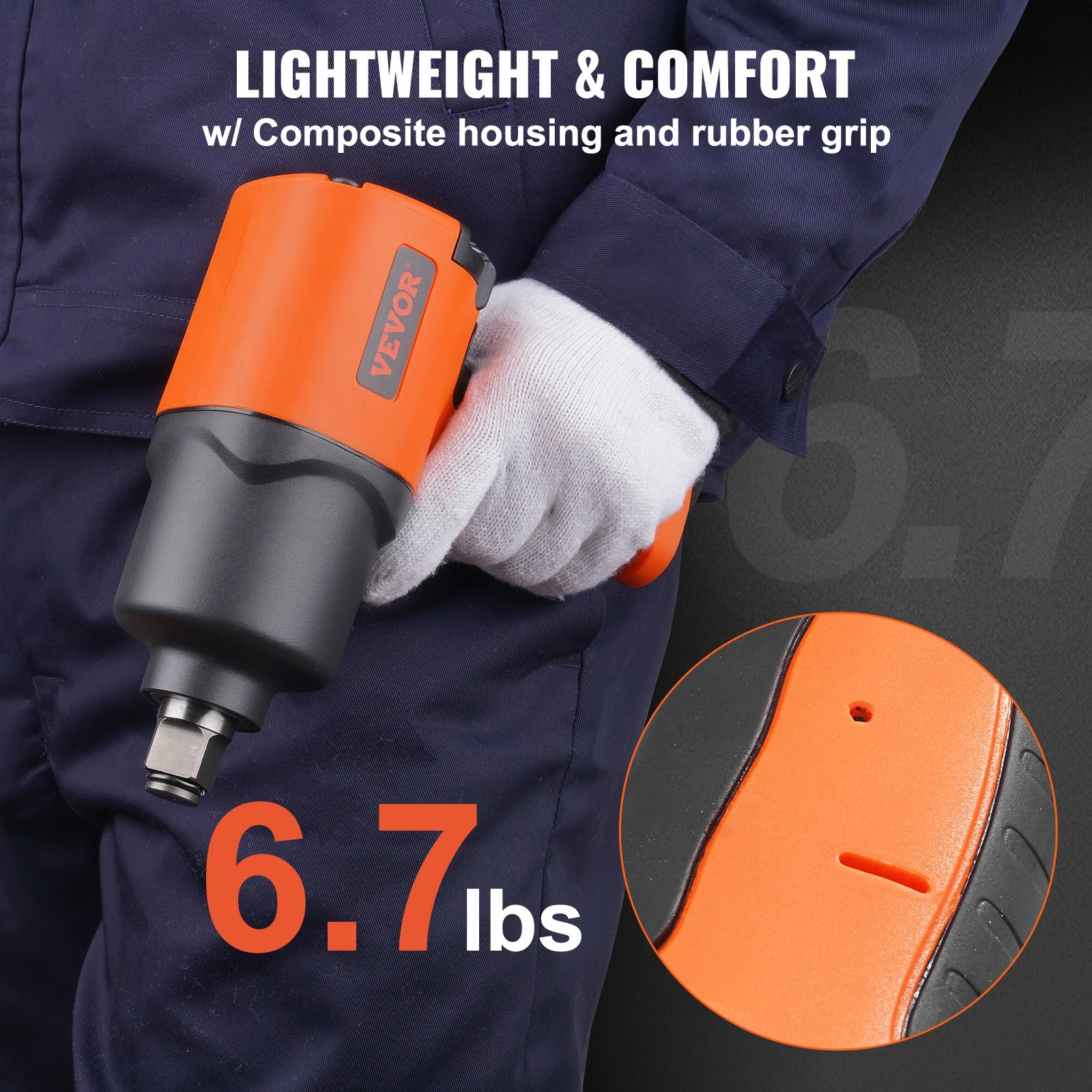 Imagem -03 - Vevor-air Impact Wrench Pistola Pneumática Composto Pistola Pneumática para Reparos Automáticos Square Drive Nut-rebentando Torque 1870ft-lbs 4