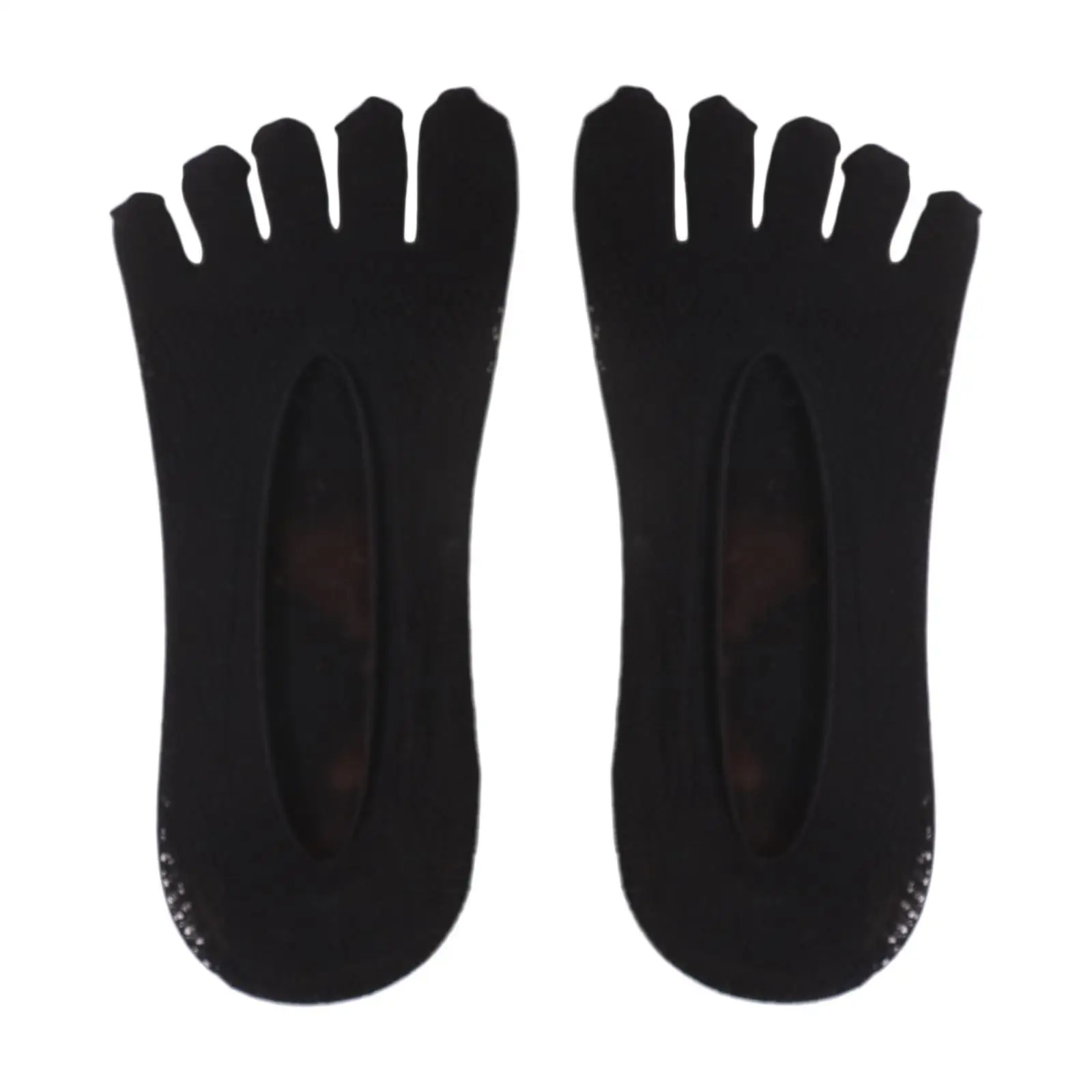 جوارب صيفية بخمسة أصابع رياضية غير قابلة للانزلاق عند أصابع القدم بفم ضحل بلون سادة