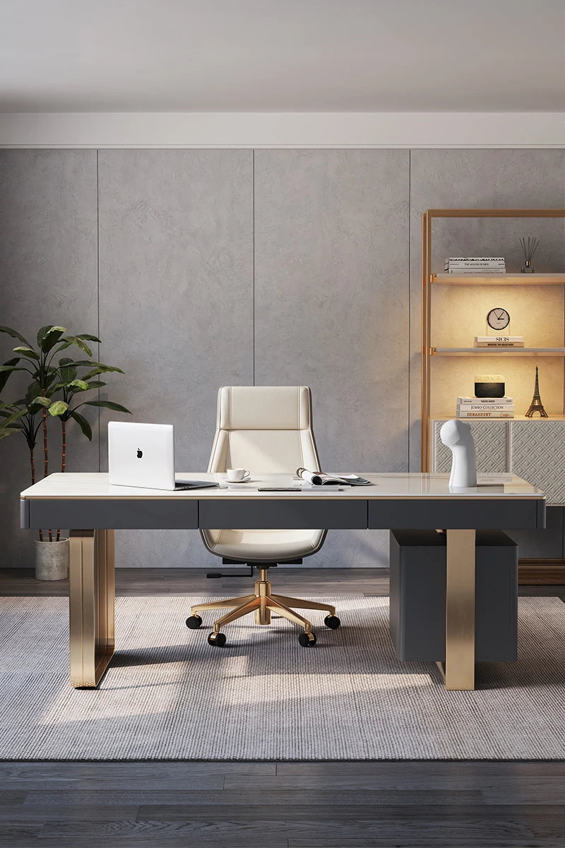 Modern Simple High-Grade Desk Italian Light Luxury Stone Plate Small Apartment Office