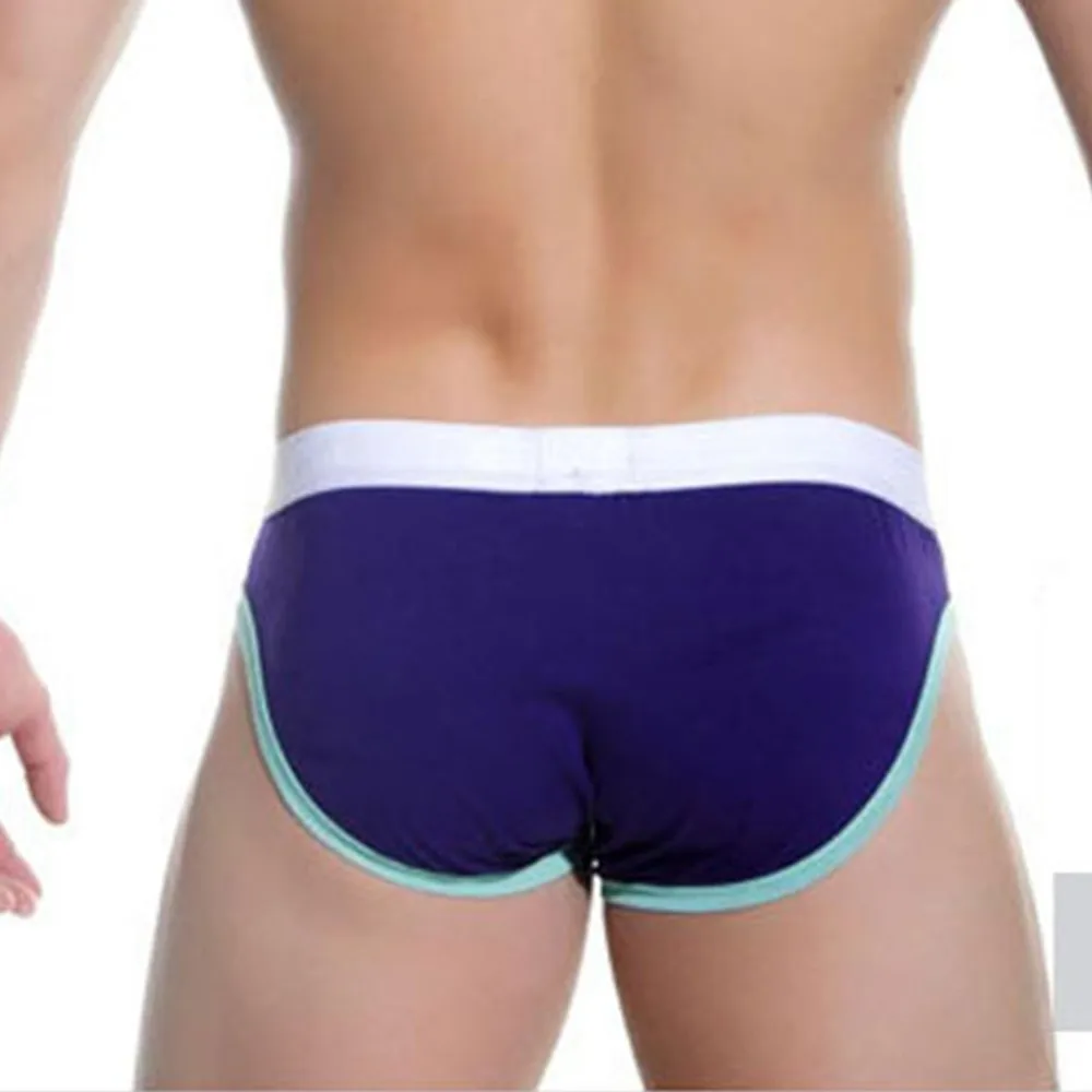 Thongs Lingerie Underpant Pants Mens Briefs Mens Thongs Front Pocket Design Men's Cotton Briefs with Solid Color