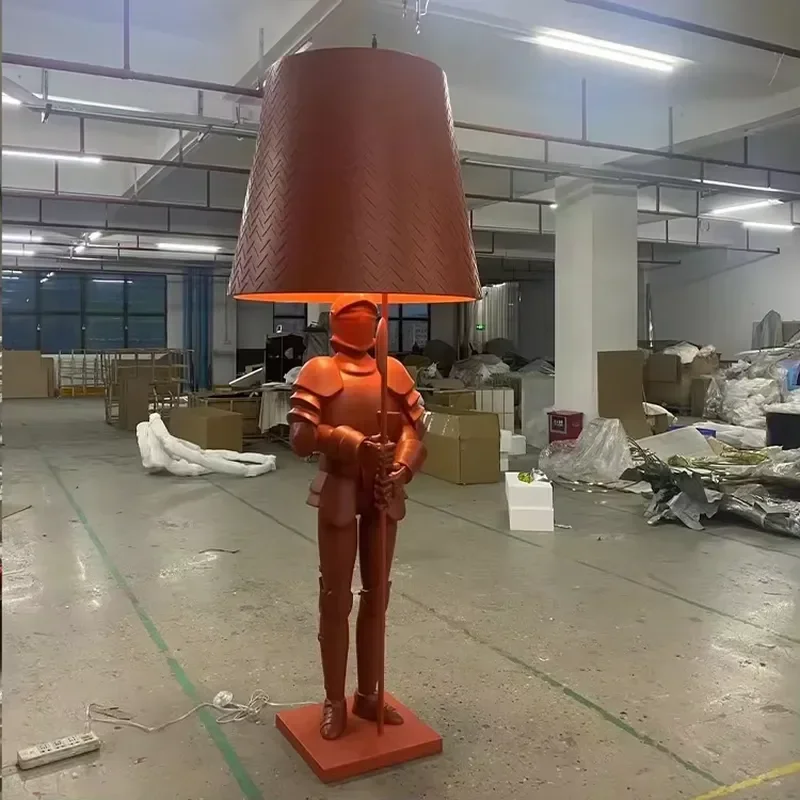 Modern Interiors Home Office Spaces Decor Mall Displays Visual Merchandising Fiberglass Knight Floor Lamp Sculpture
