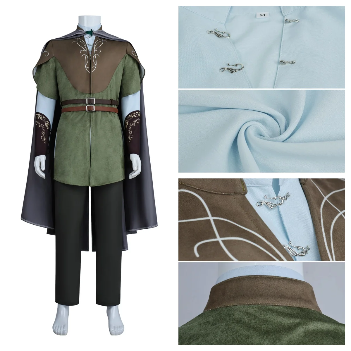 Rings Legolas Cosplay Costume Top Pants Cloak Accessories Outfit Full Set Custom Size Legolas Suit Halloween Costumes for Men - view 5