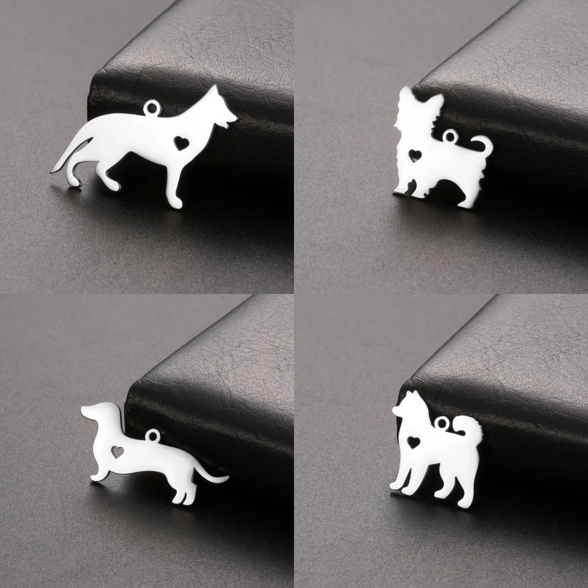 5 pieces/batch Cute Sausage Dog Wolf Pendant Stainless Steel DIY Earrings Bracelet Jewelry Fashion Jewelry Making