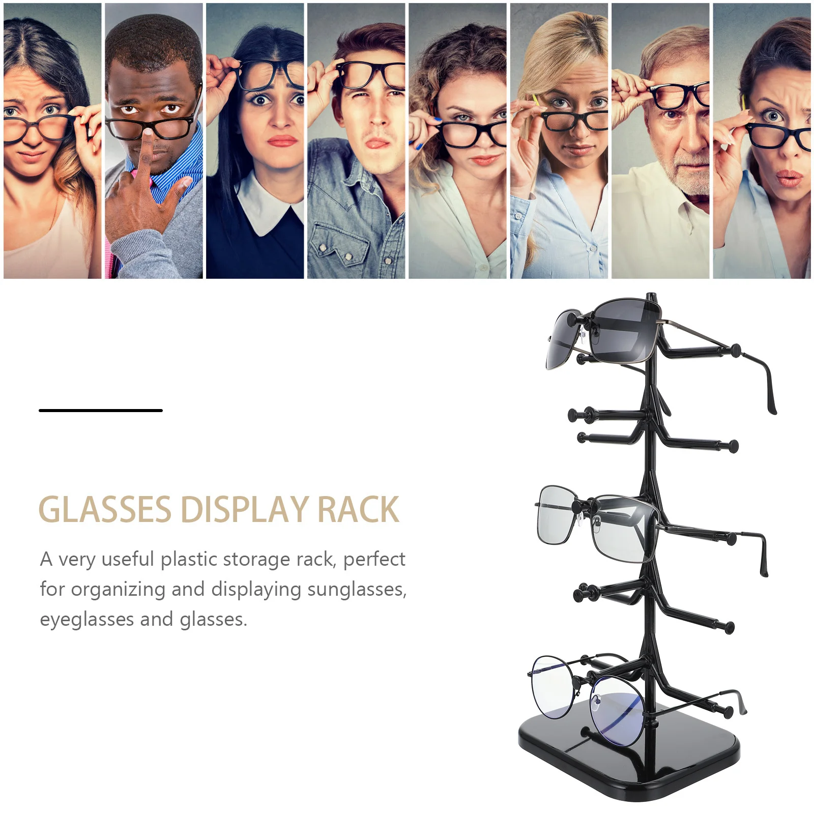 

Plastic Glasses Storage Holder Multifunctional Sunglasses Rack Stable Base Eyeglasses Display Stand for Desk Home Organizer