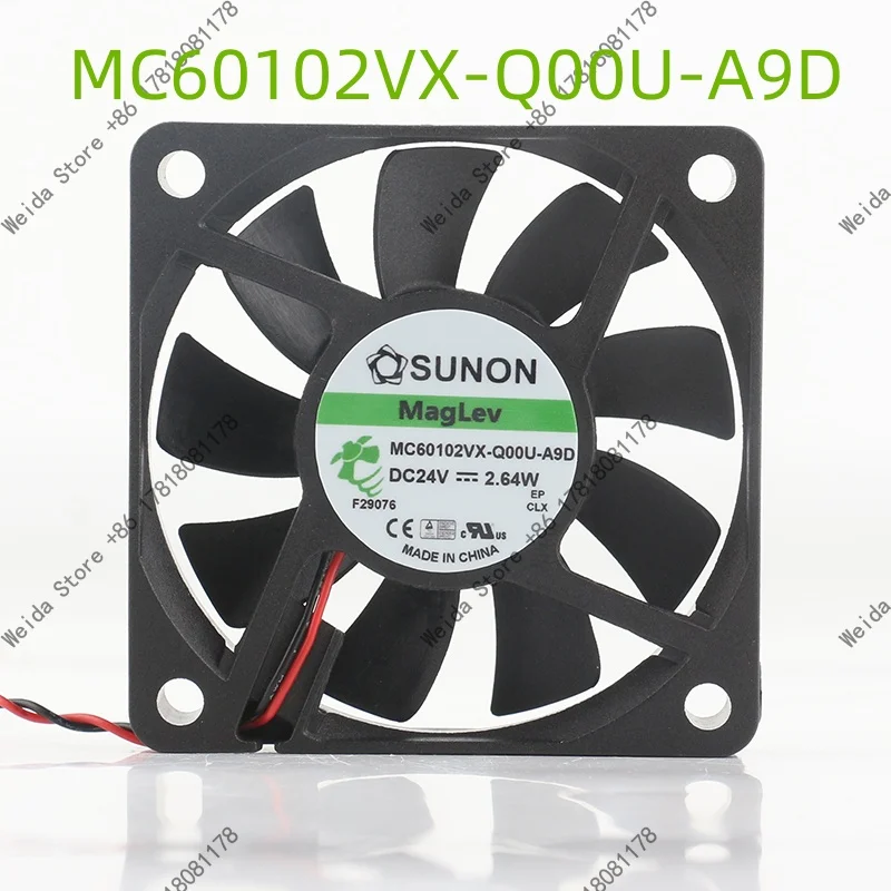 

SUNON MC60102VX-Q00U-A9D 24V 2.64W 6010 60X60X10MM 6CM 2-wire frequency converter cooling fan