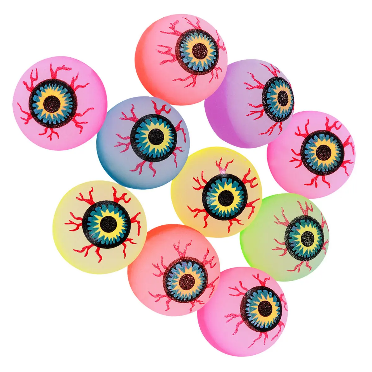 20Pcs Elastic Bounce Balls Eyeball Pattern Colorful Playing Ball Suitable for Children's Outdoor Leisure Fitness Jumping Ball