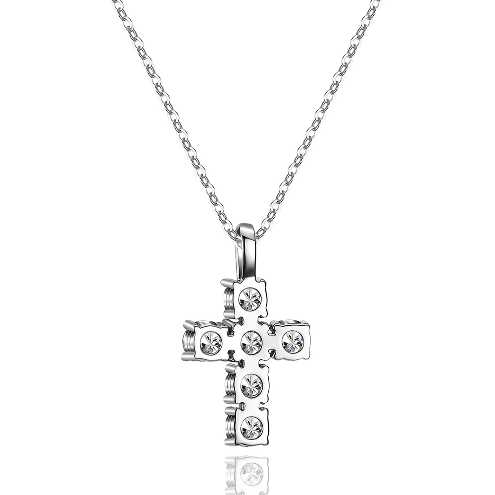 Serenity 3ct Real D Color Moissanite Cross Necklace For Women Wedding Bridal S925 Sterling Silver Jesus Neck Chain Fine Jewelry