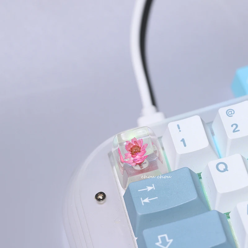 Decoração personalizada Handmade Custom Flower Backlight Resina Keycaps Girl Cute Gift para Teclado Mecânico Cherry MX Switch