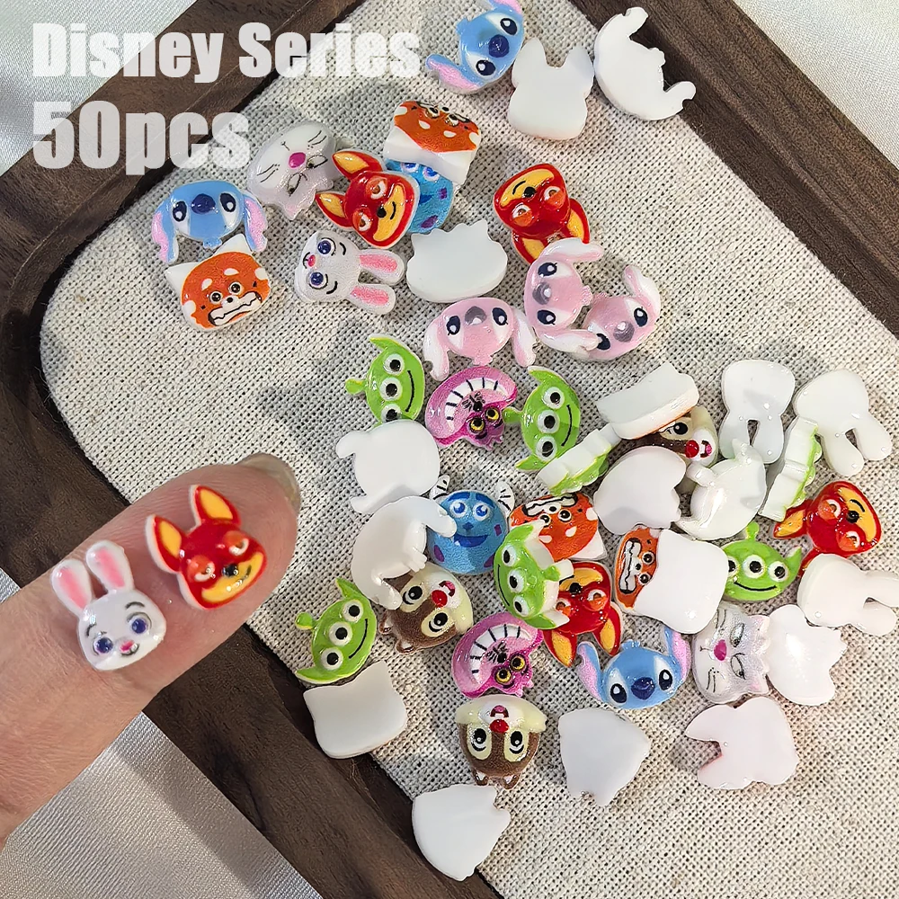 50 個 3D ジュディニックズートピア漫画樹脂ネイルチャームアニメキャラクターステッチ/猫動物 DIY 工芸品ヘアピンネイルアート装飾