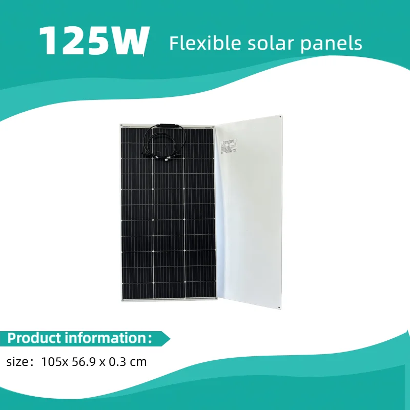 125 Watt 11BB Flexible Solar Panels,25% High-Efficiency Waterproof Monocrystalline Lightweight Solar Panel for RV,Boats,Curved Surfaces,Roofs,Cabin
