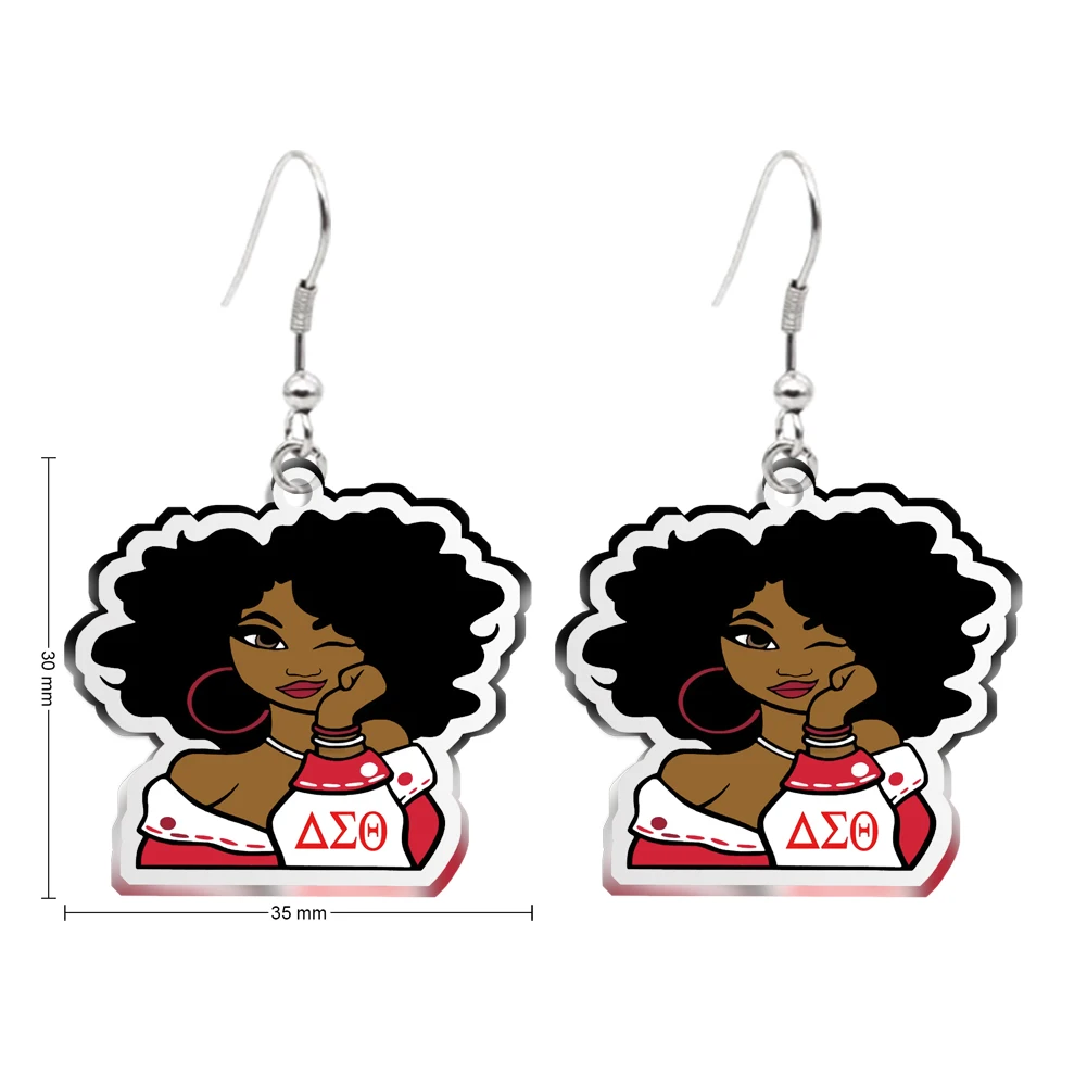 Sorority Delta Sigma Theta Women Drop Earrings Transparent Acrylic Fashion Ear Hook Jewelry For Girls Accessories Gift