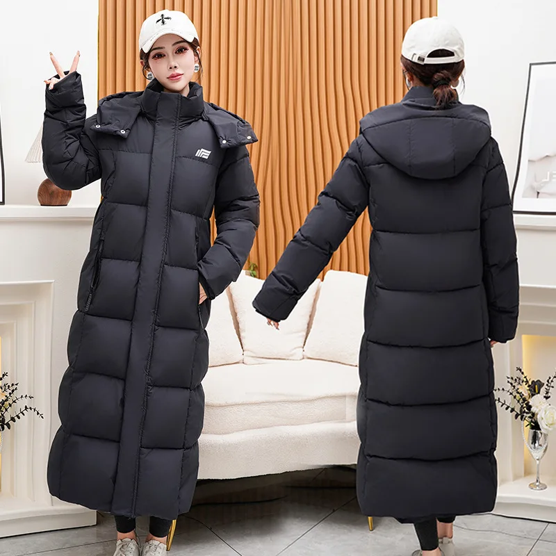 

Зимнее теплое длинное пальто с хлопковой подкладкой, женская куртка-пуховик выше колена, Тренч, тонкая ветрозащитная куртка с капюшоном, зимняя одежда