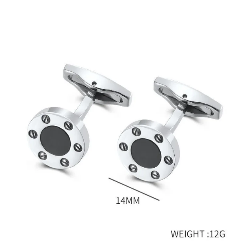 Manufacturer Retro Screw Cufflinks In Stock Creative Round Inlaid Agate Shirt Cufflinks Wholesale Price