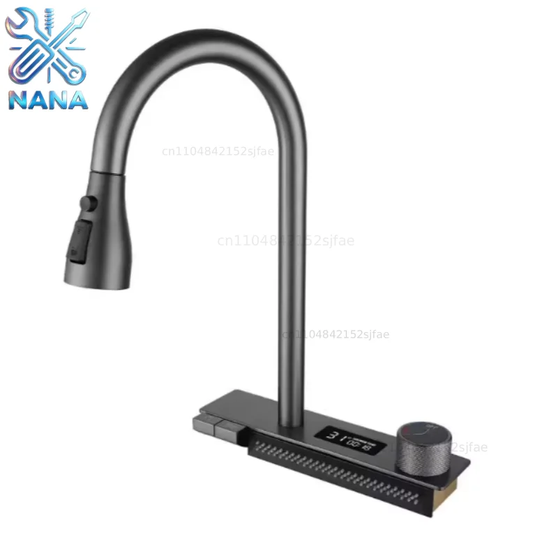 The flying rain digital faucet comes with a waterfall effect and digital display of temperature.