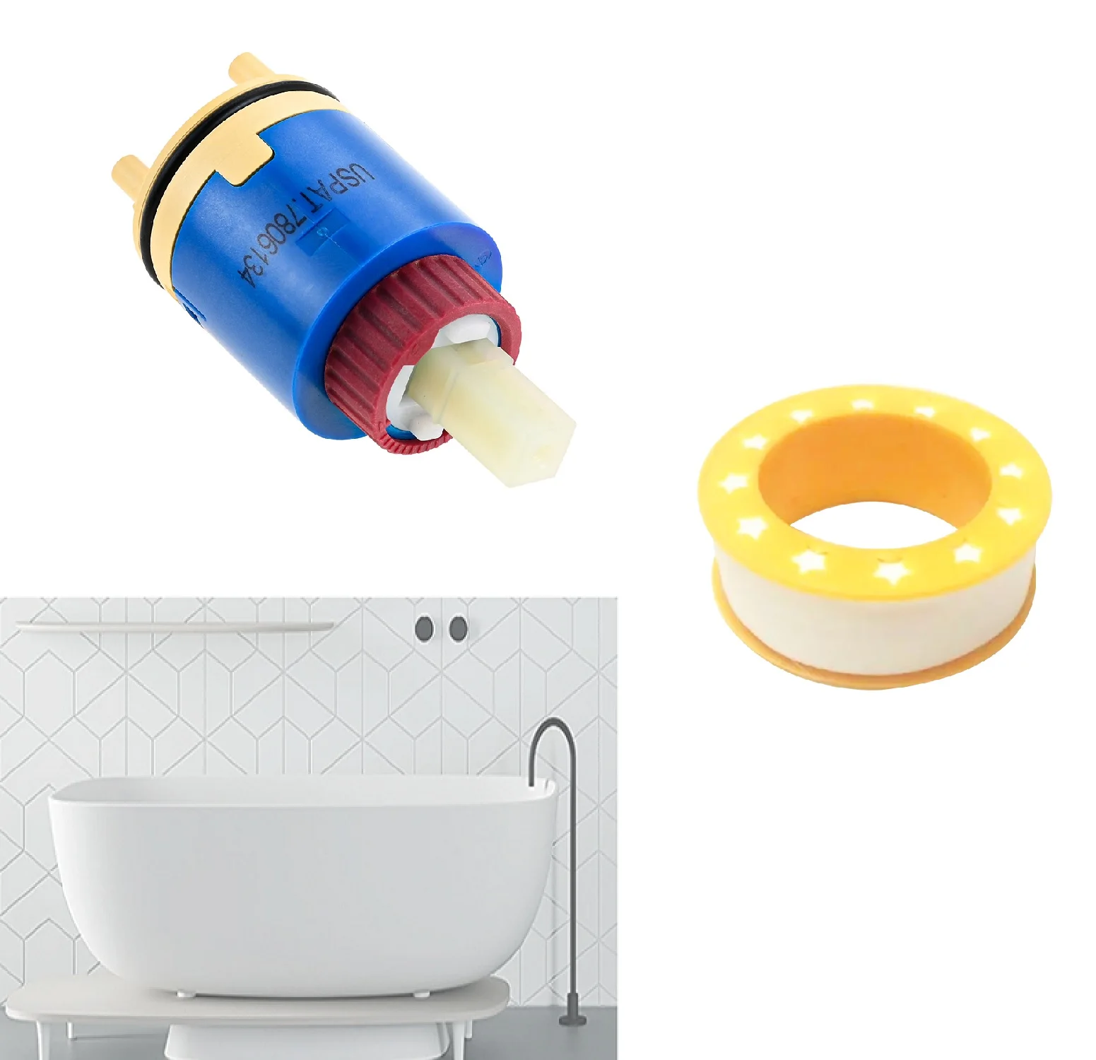 

RK7300-CART-3P Shower Cartridge & Tape Pressure Balancing Part Replace for Zurn Z-7300/01/02 Temp-Gard III Single Handle Faucets